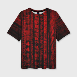 Женская футболка oversize 3D Красная матрица