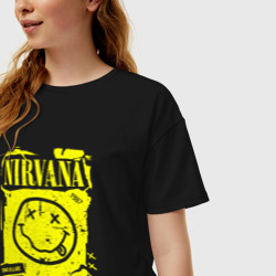 Женская футболка хлопок Oversize Smells Like Teen Spirit, Nirvana - фото 2