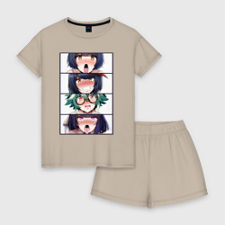 Женская пижама с шортиками хлопок Genshin Impact Ahegao face