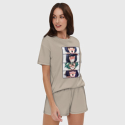 Женская пижама с шортиками хлопок Genshin Impact Ahegao face - фото 2