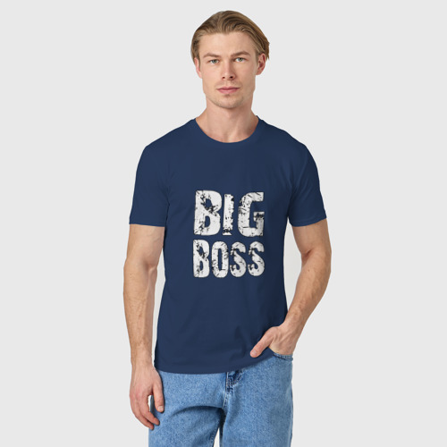 Мужская футболка хлопок   BIG BOSS, цвет темно-синий - фото 3
