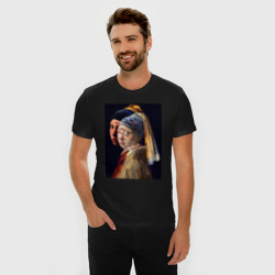 Мужская футболка хлопок Slim Ян Вермеер, Девушка с жемчужной сережкой - фото 2