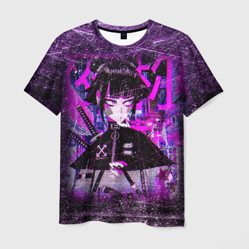 Мужская футболка 3D с принтом Cyberpunk Samurai Anime, вид спереди #2
