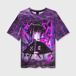 Женская футболка oversize 3D Cyberpunk Samurai Anime