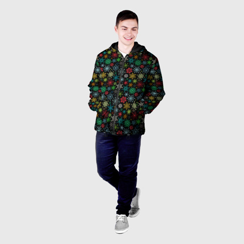 Мужская куртка 3D Разноцветные Снежинки - фото 3