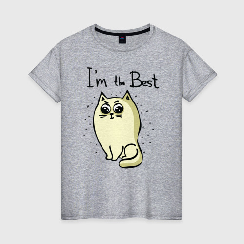 Женская футболка хлопок Самый лучший кот, цвет меланж