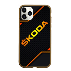 Чехол для iPhone 11 Pro Max матовый Skoda Gold Шкода