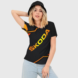 Женская футболка 3D Slim Skoda Gold Шкода - фото 2