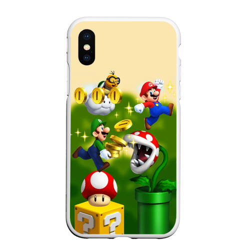 Чехол для iPhone XS Max матовый Mario Coins, цвет белый