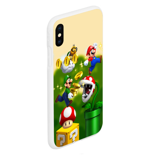 Чехол для iPhone XS Max матовый Mario Coins, цвет белый - фото 3