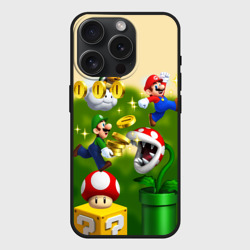 Чехол силиконовый для Apple iPhone 15 Pro матовый Mario Coins