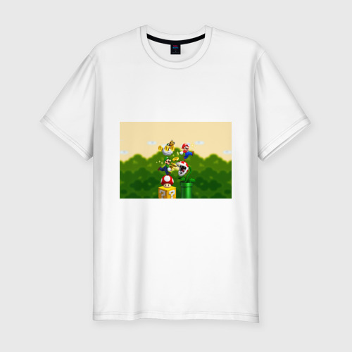 Мужская футболка хлопок Slim Mario Coins, цвет белый