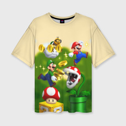 Женская футболка oversize 3D Mario Coins