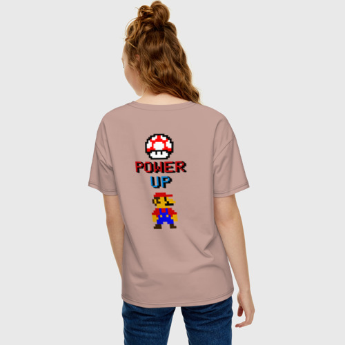 Женская футболка хлопок Oversize Big Mario, цвет пыльно-розовый - фото 4