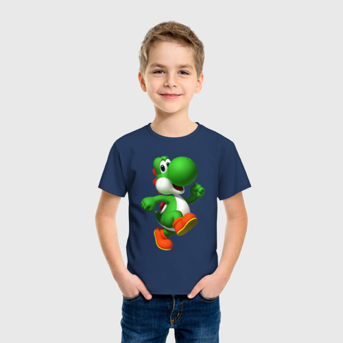 Детская футболка хлопок 3d Yoshi, цвет темно-синий - фото 3