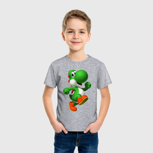 Детская футболка хлопок 3d Yoshi, цвет меланж - фото 3