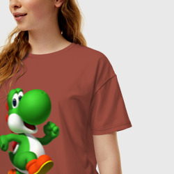 Женская футболка хлопок Oversize 3d Yoshi - фото 2