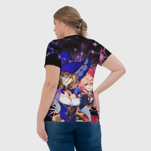 Женская футболка 3D с принтом Янь Фэй и Лиза, Genshin Impact, вид сзади #2