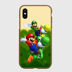 Чехол для iPhone XS Max матовый Mario - Luigi - Yoshi