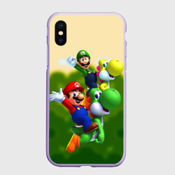 Чехол для iPhone XS Max матовый Mario - Luigi - Yoshi