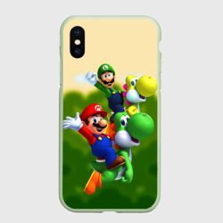 Чехол для iPhone XS Max матовый Mario - Luigi - Yoshi