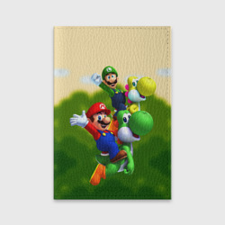 Обложка для паспорта матовая кожа Mario - Luigi - Yoshi