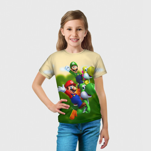 Детская футболка 3D Mario - Luigi - Yoshi, цвет 3D печать - фото 5
