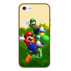 Чехол для iPhone 5/5S матовый Mario - Luigi - Yoshi