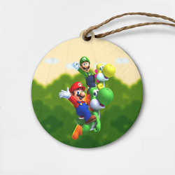 Деревянная игрушка круг Mario - Luigi - Yoshi