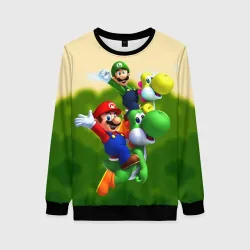 Женский свитшот 3D Mario - Luigi - Yoshi