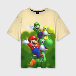 Женская футболка oversize 3D Mario - Luigi - Yoshi