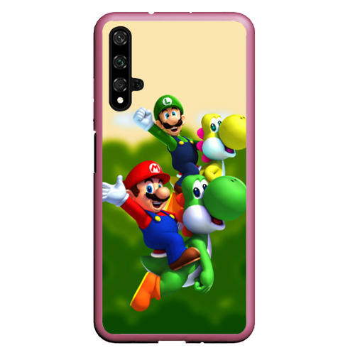 Чехол для Honor 20 Mario - Luigi - Yoshi, цвет малиновый