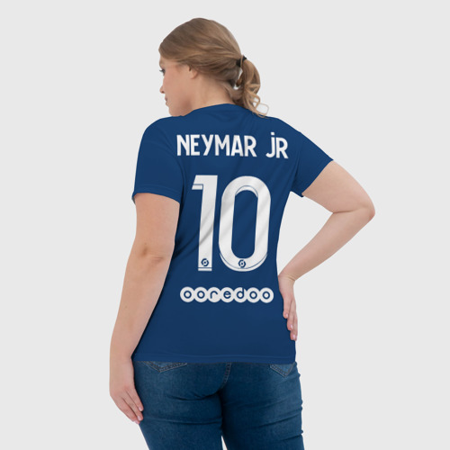 Женская футболка 3D с принтом Неймар ПСЖ форма 2021/2022, вид сзади #2