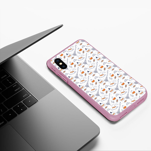 Чехол для iPhone XS Max матовый  Patern Halloween 6, цвет розовый - фото 5