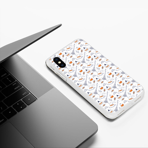 Чехол для iPhone XS Max матовый  Patern Halloween 6, цвет белый - фото 5