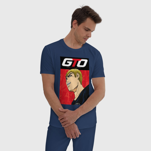 Мужская пижама хлопок GTО, цвет темно-синий - фото 3