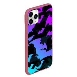 Чехол для iPhone 11 Pro Max матовый Летучие мыши хеллоуин неон halloween neon - фото 2