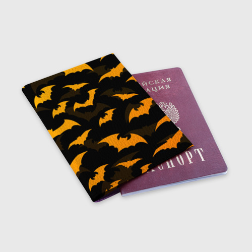 Обложка для паспорта матовая кожа Летучие мыши ночь хеллоуин halloween night bats, цвет фиолетовый - фото 3