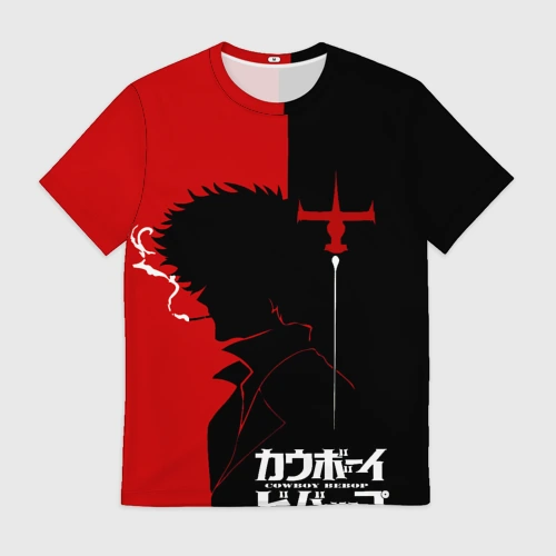 Мужская футболка 3D с принтом Ковбой Бибоп с сигаретой, вид спереди #2