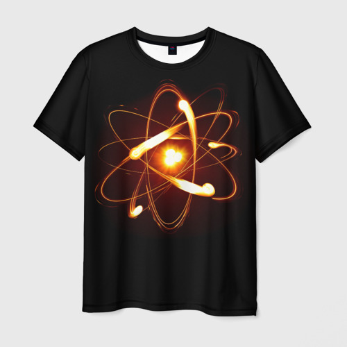 Мужская футболка с принтом Атом и электроны, вид спереди №1