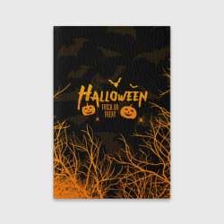 Обложка для паспорта матовая кожа Halloween forest bats летучие мыши в лесу хеллоуин