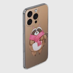 Чехол для iPhone 16 Pro силиконовый с защитой камеры Акварельный енотик - фото 2