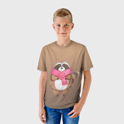 Детская футболка 3D Акварельный енотик - фото 2