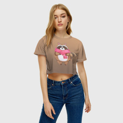 Женская футболка Crop-top 3D Акварельный енотик - фото 2