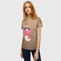 Женская футболка 3D Акварельный енотик - фото 2