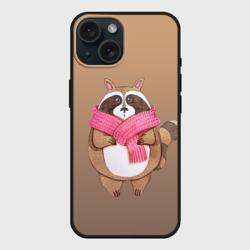 Чехол силиконовый для Apple iPhone 15 матовый Акварельный енотик