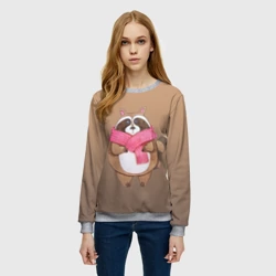 Женский свитшот 3D Акварельный енотик - фото 2