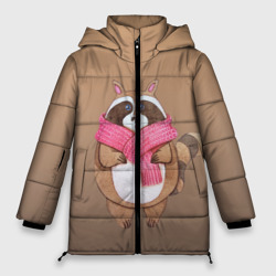 Женская зимняя куртка Oversize Акварельный енотик