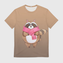 Мужская футболка 3D Акварельный енотик