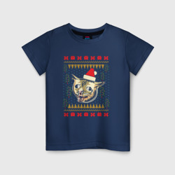 Детская футболка хлопок Рождественский свитер кашляющий кот